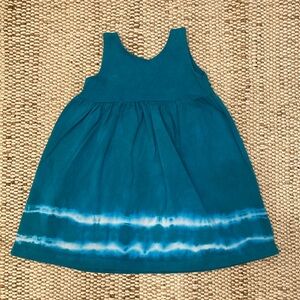 Vintage Tie Dye Teal & White Toddler Girl Dress Size 18 mo Empire Waist Jumper